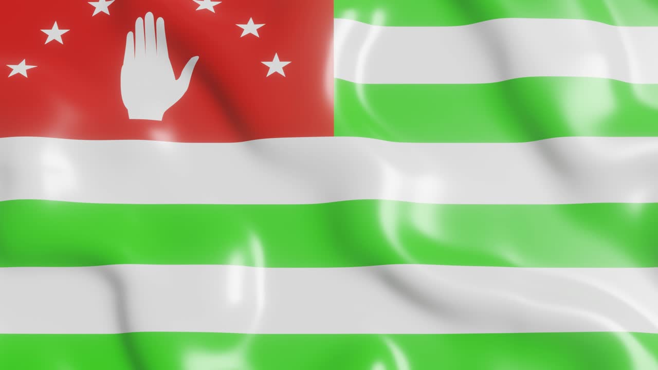 bandera 3d de abjasia revoloteando en el fondo de la brisa. clip de video de bucle sin costuras animado de 4k de una manera realista