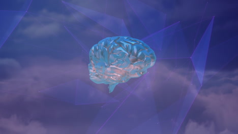 animación de formas y cerebro sobre nubes