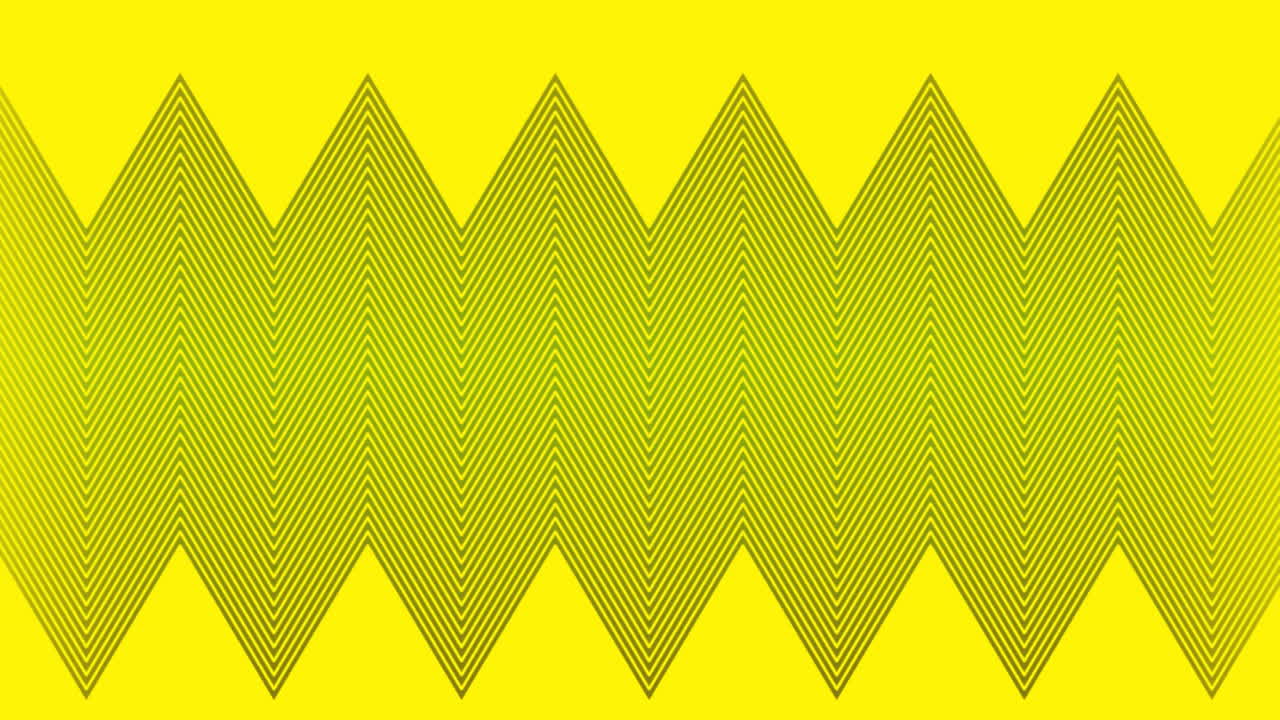 animación de líneas en zigzag que se mueven en movimiento hipnótico sobre fondo amarillo