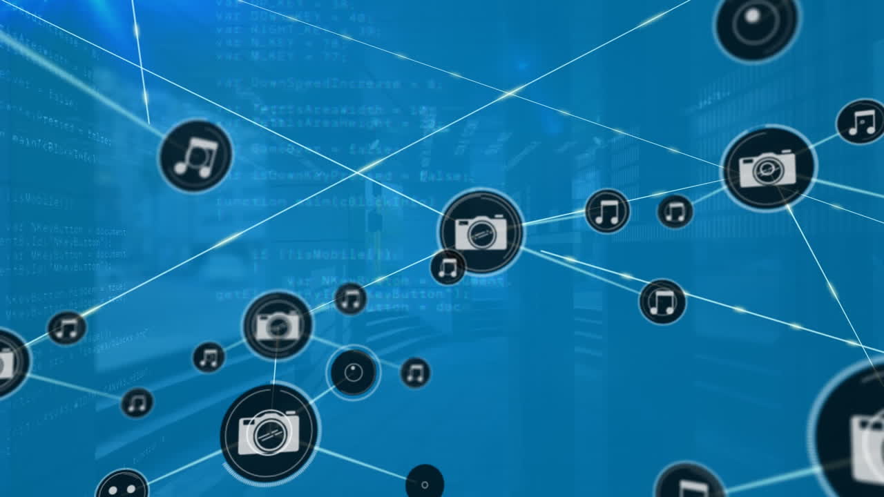 서버  ⁇  위의 아이콘으로 연결 네트워크의 애니메이션