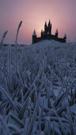 winter sunrise at the frozen castle