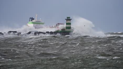 stormy seas and a ship