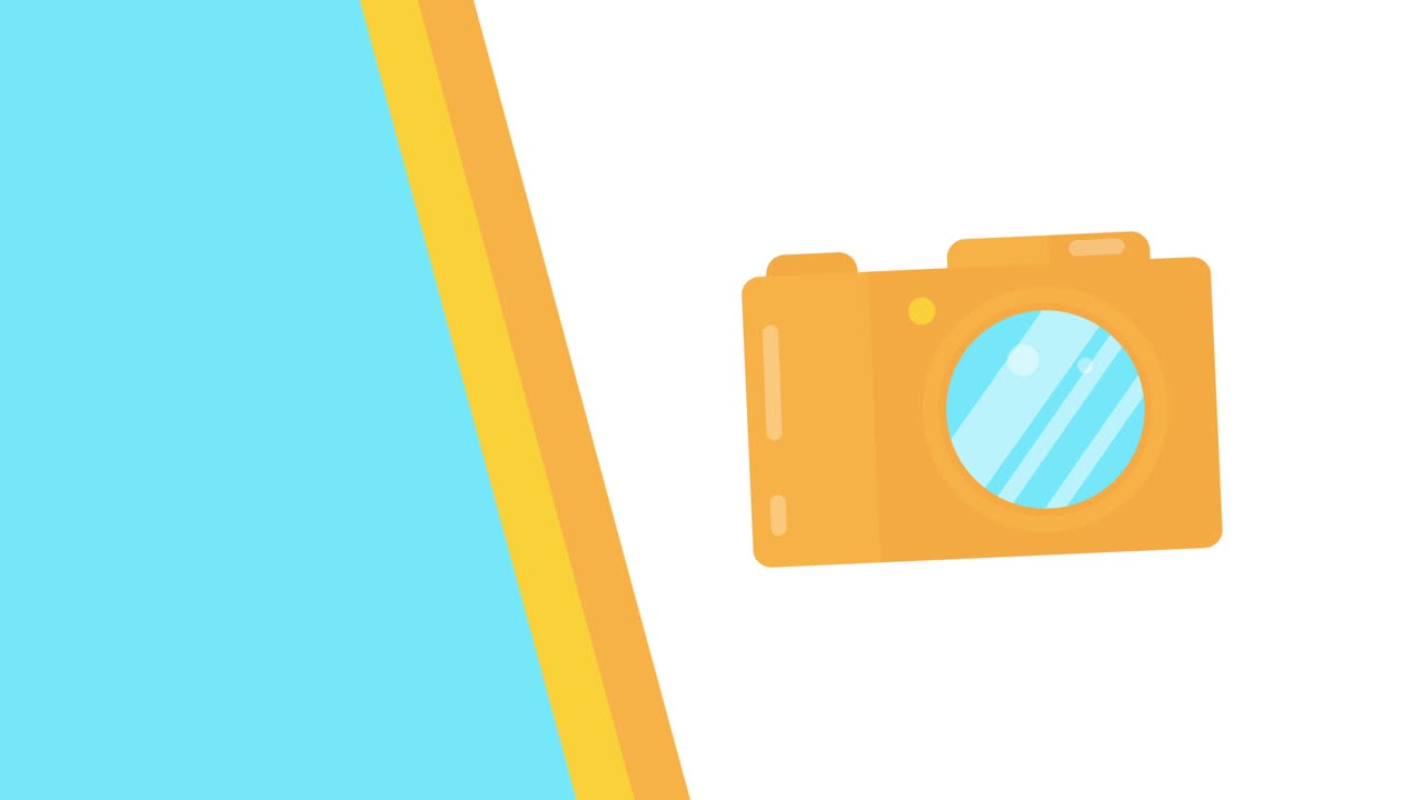 4k video of cartoon camera in flat style.