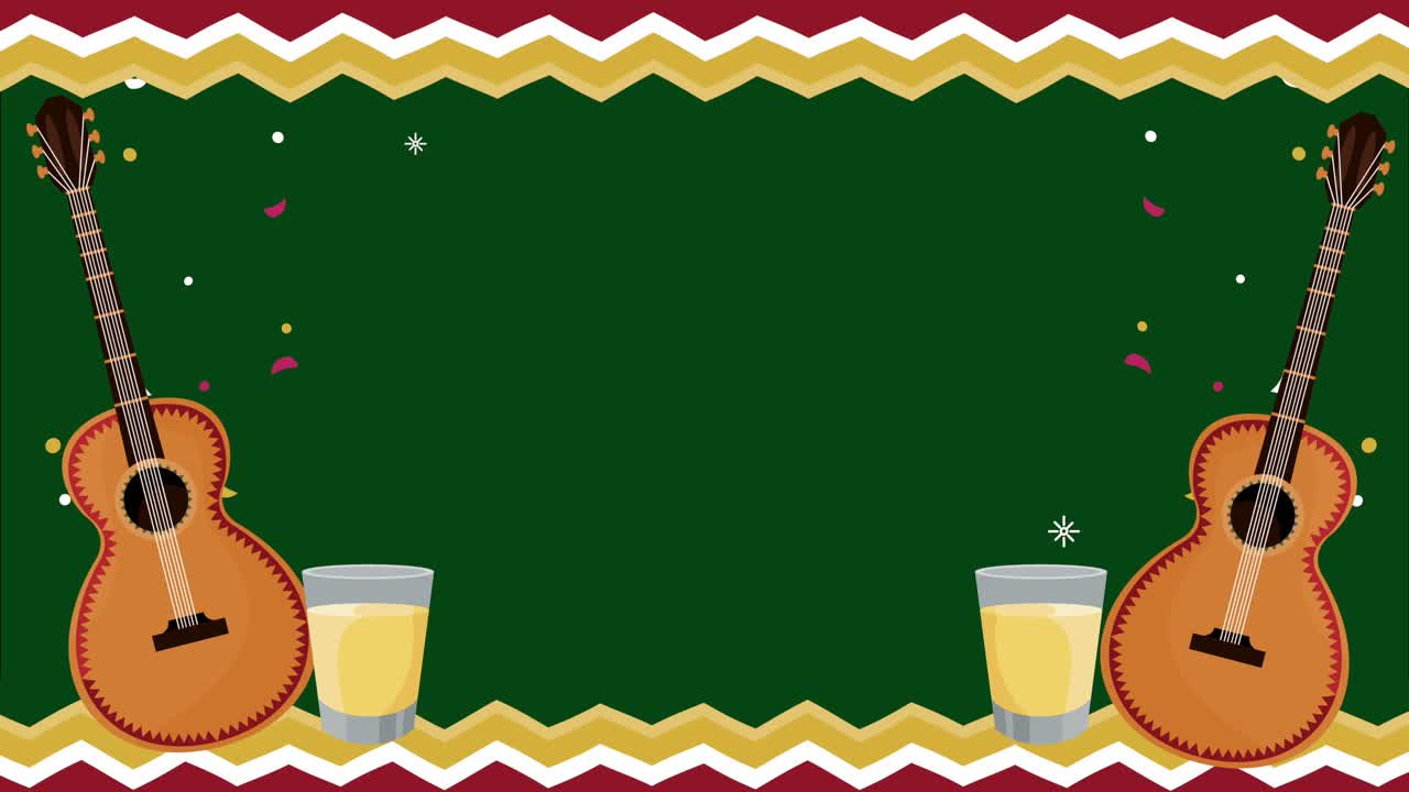 celebración de la fiesta mexicana con guitarras y tequila
