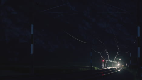 train speeding through the night