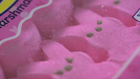 sartén de conejitos de malvavisco rosados calientes recubiertos de azúcar