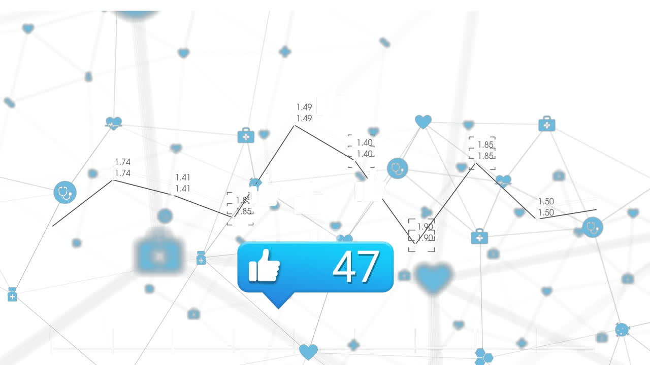 ソーシャルメディアデータ処理 アニメーション 白い背景