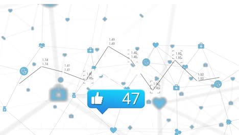 animación del procesamiento de datos de las redes sociales sobre un fondo blanco