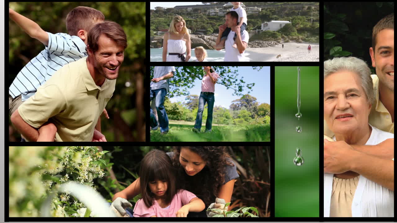 Short clips showing families outdoors