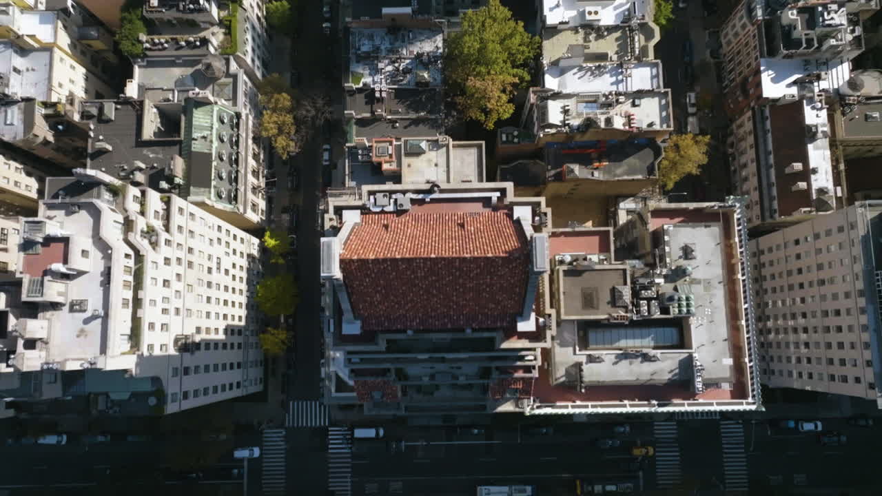 Aerial tilt shot over Central park, revealing Lenox hill skyscrapers, fall in NY