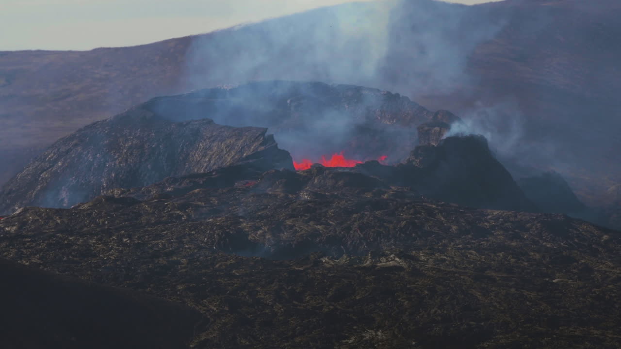 Magma eruption from the crater