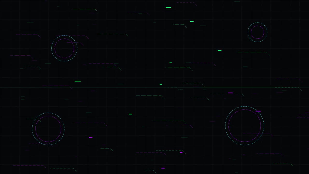 Abstract Digital HUD Interface with Pulsing Circles and Data Lines
