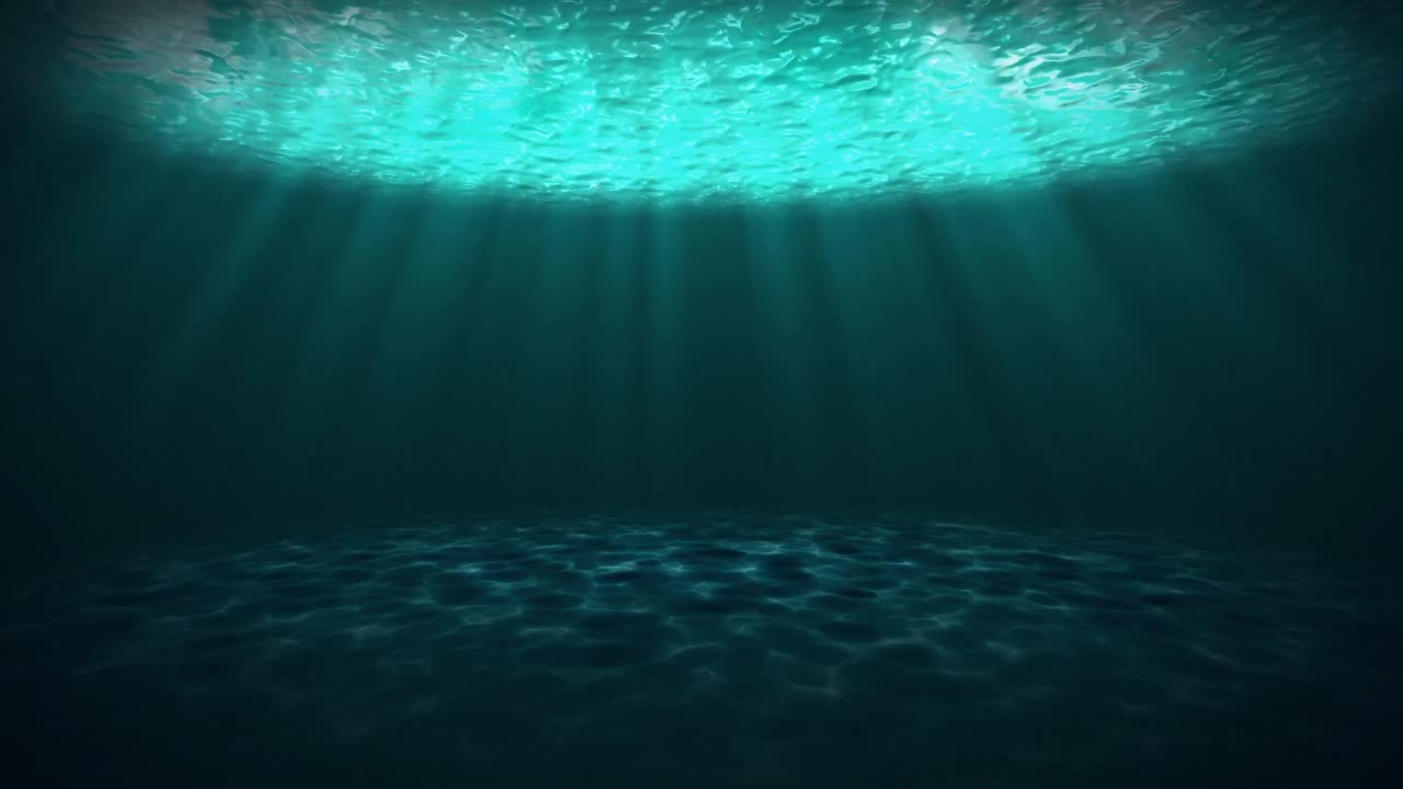 Deep Blue Underwater Ocean Surface with Sun Rays Loop