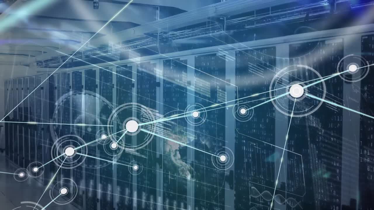 Animation of connections and data processing over servers