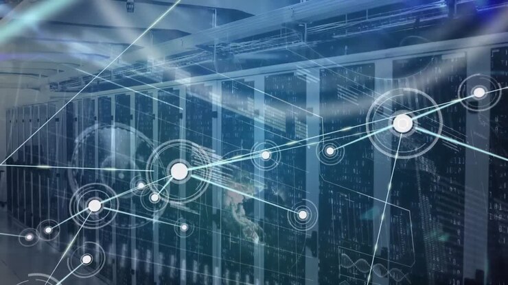 Animation of connections and data processing over servers
