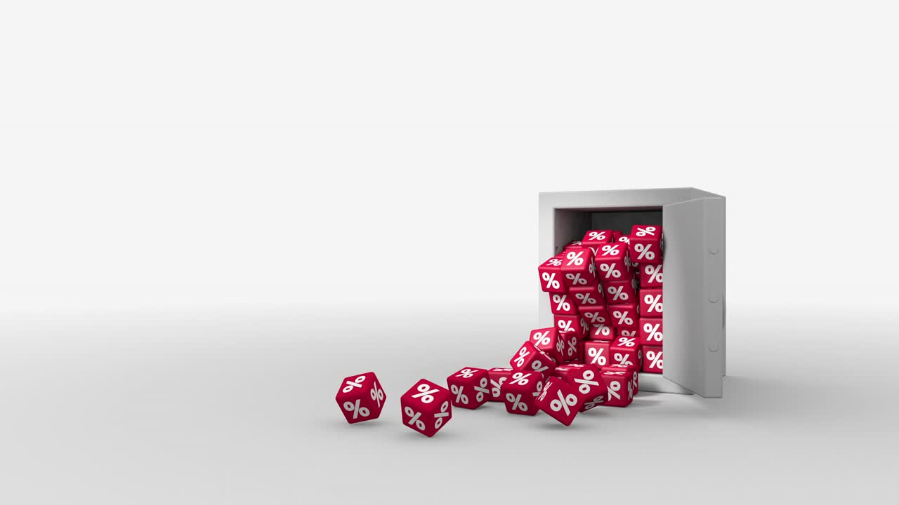 animación 3d de la apertura de una caja fuerte, de la que están cayendo los ahorros. interés bancario, fondo de inversión.