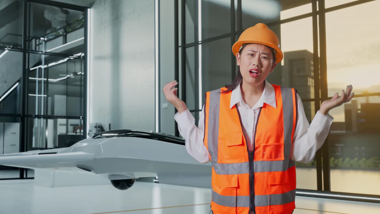 현대 사무실에서 화를 내는 여성 엔지니어