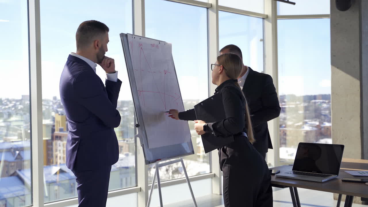 Business courses discussion in modern office. Successfull business meeting at studio.