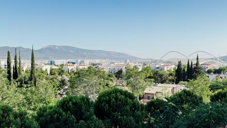 panoramic athens cityscape view with mountains from university area