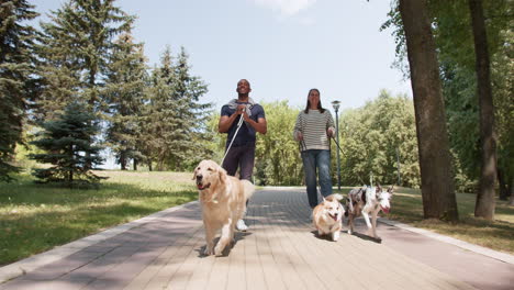 Junges-Paar-Mit-Haustieren-Im-Park