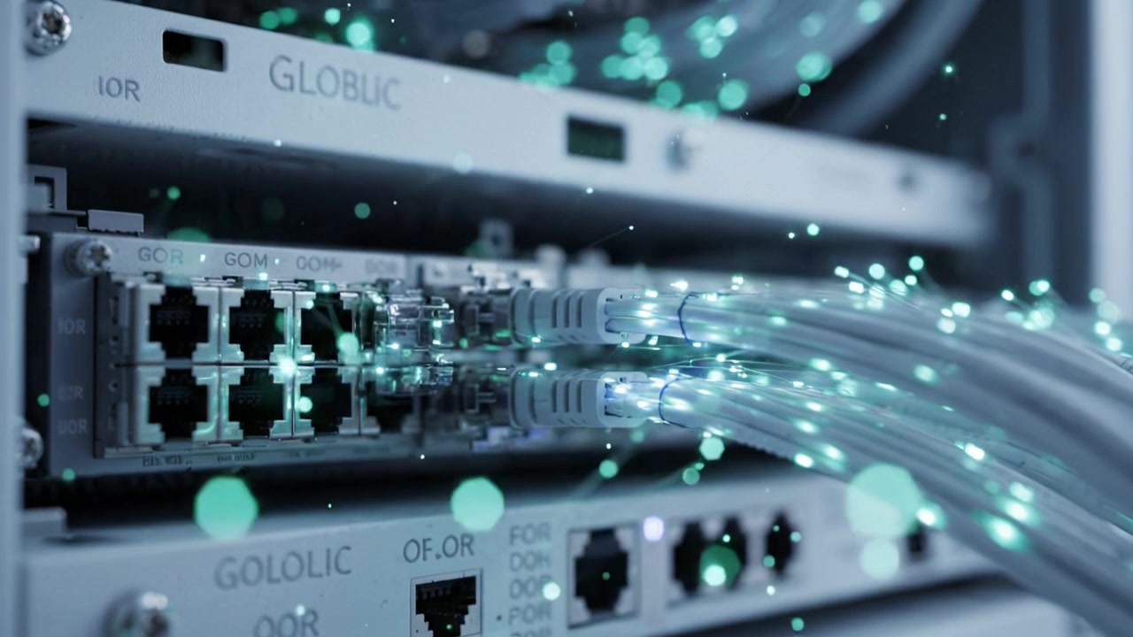 Advanced Data Center Networking Infrastructure with Fiber Optic Cables, Providing High Performance and Connectivity for Modern Digital Communications Systems