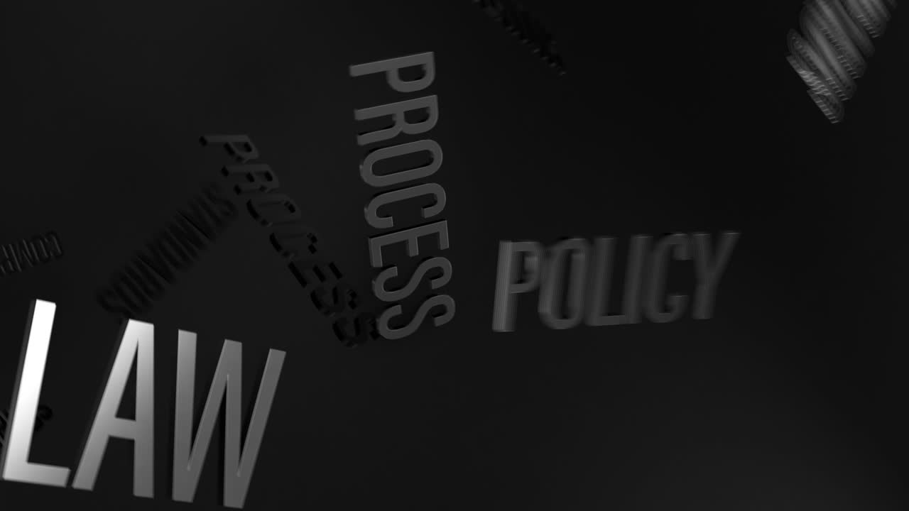 3d chrome texto nube de palabras volando de cumplimiento de la seguridad efecto de animación estándar. 4k 3d animación palabra volando elemento de efecto de palabra para la introducción, estandarte del título. coloridas contras de juegos retro