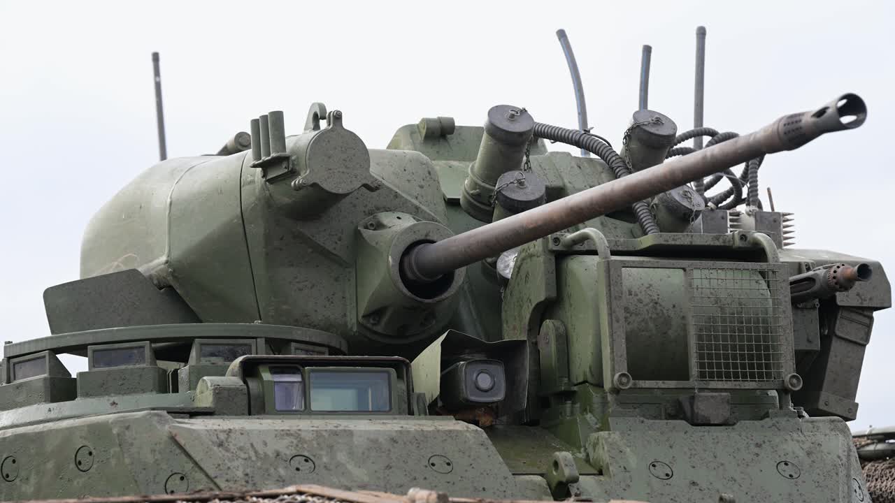 A close shot of modern Russian military hardware. This is the Bakhcha-U turret of a BMD-4M infantry fighting vehicle, a key asset of Russia's invasion forces in Ukraine