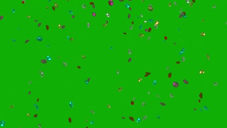 caída de diamantes de colores gráficos de movimiento con fondo de pantalla verde