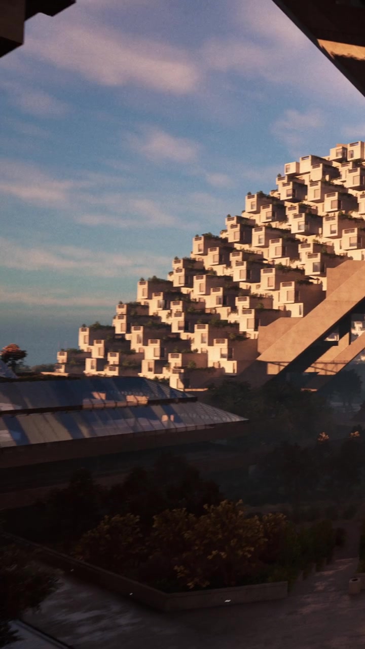 Structure reveals beneath a modern urban building during the evening