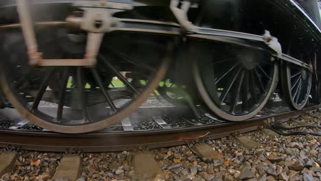 the steam locomotive a 3 5 705 in lyss on a round trip in the seeland region in switzerland close up slow-motion