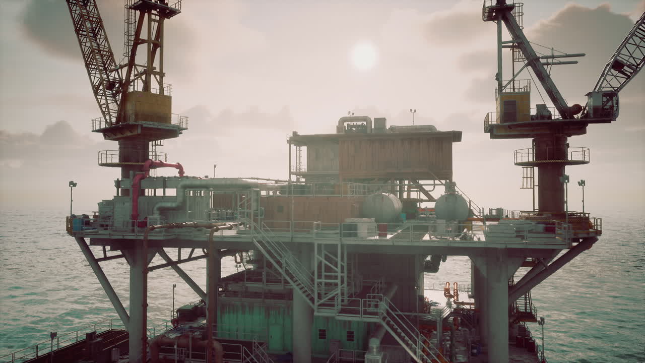Premium stock video - Oil rig in the sunset