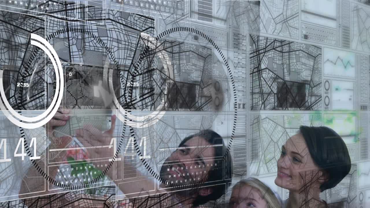 animación del procesamiento de datos sobre el hombre usando una tableta