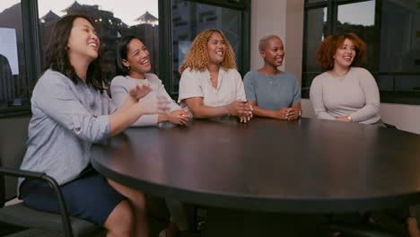 clapping, applause and diversity women in meeting