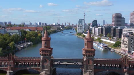 summer day east west berlin border river bridge germany