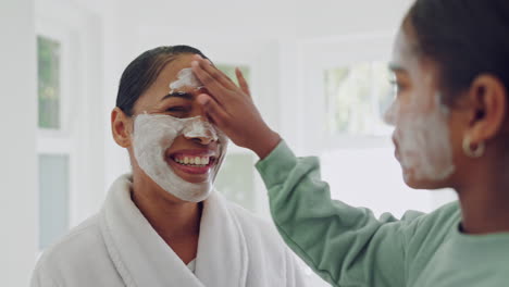 Face-mask,-child-or-mom-in-bathroom-cleaning