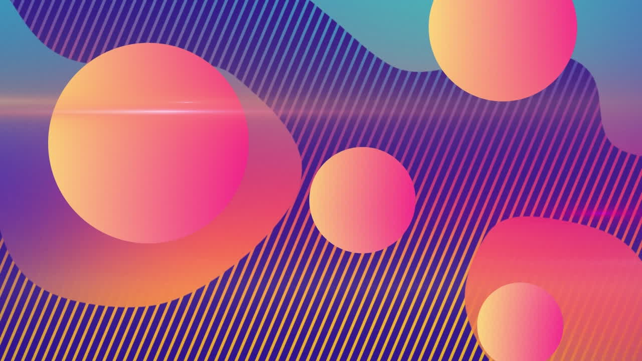 Animation of colourful shapes on blue background