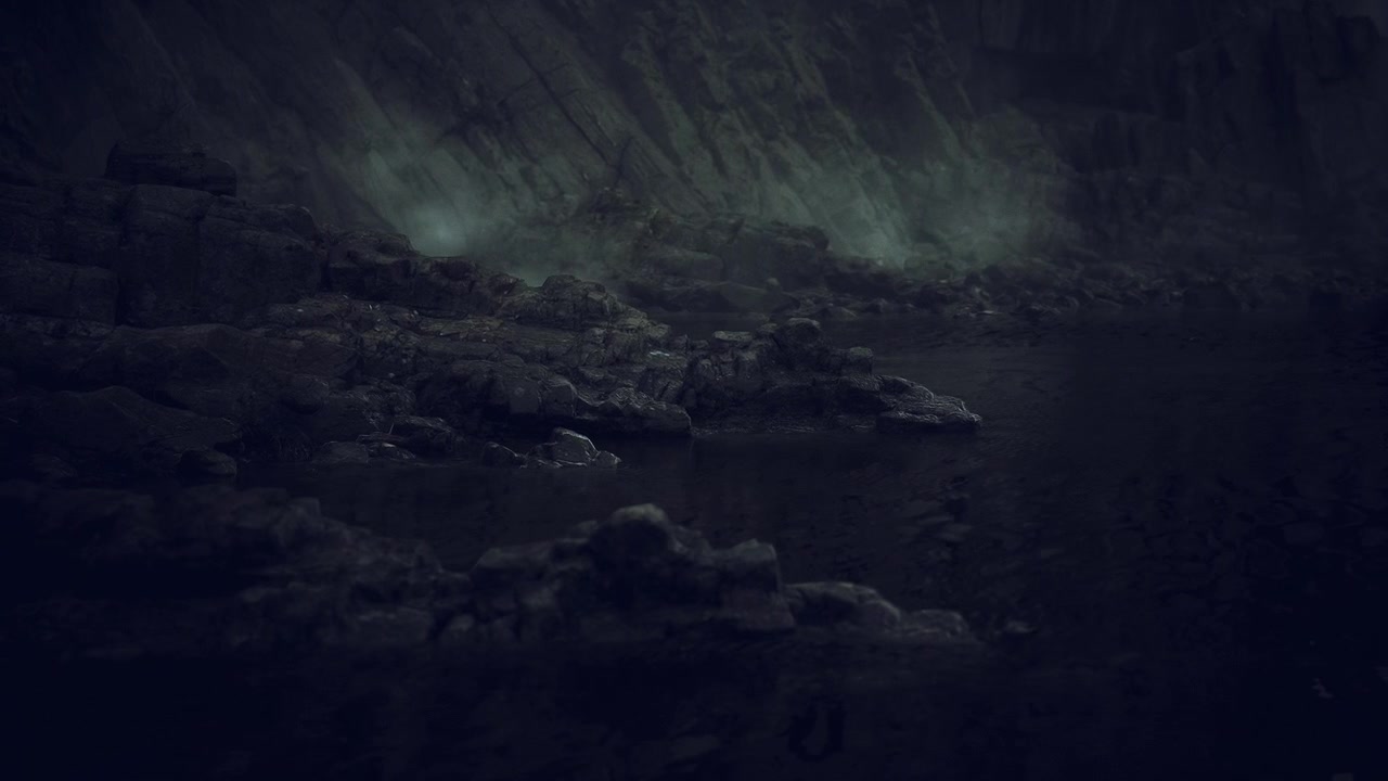 Surreal coastal landscape bathed in gentle luminous ambiance with mystery