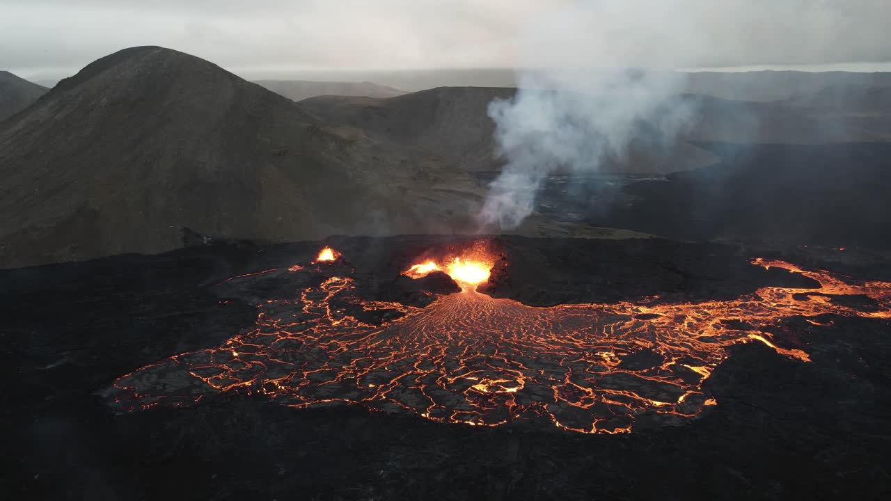 Experience the awe of Fagradalsfjall's summer eruption in 2022 through an epic 4K drone perspective, showcasing the volcano's raw power and mesmerizing flow
