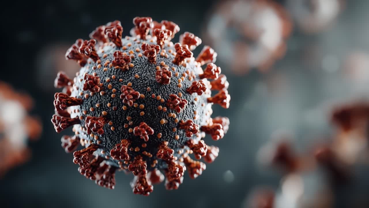 Visualizzazione microbica dettagliata di una particella virale: Esplorando la struttura complessa e le caratteristiche delle entità virali in un contesto scientifico ad alta risoluzione
