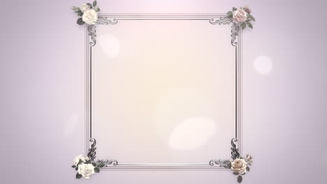 Closeup-vintage-frame-with-flowers-motion-with-wedding-background-5