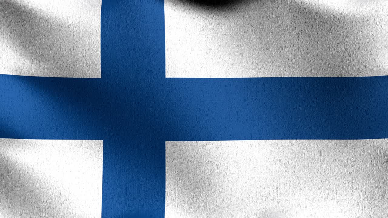 핀란드 국기 바람에 날아다니며 고립 된 공식 애국적 추상 디자인 3d 렌더링 기호의 일러스트레이션