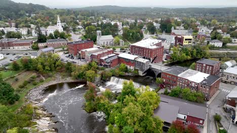aerial high over waterfall at middlebury vermont
