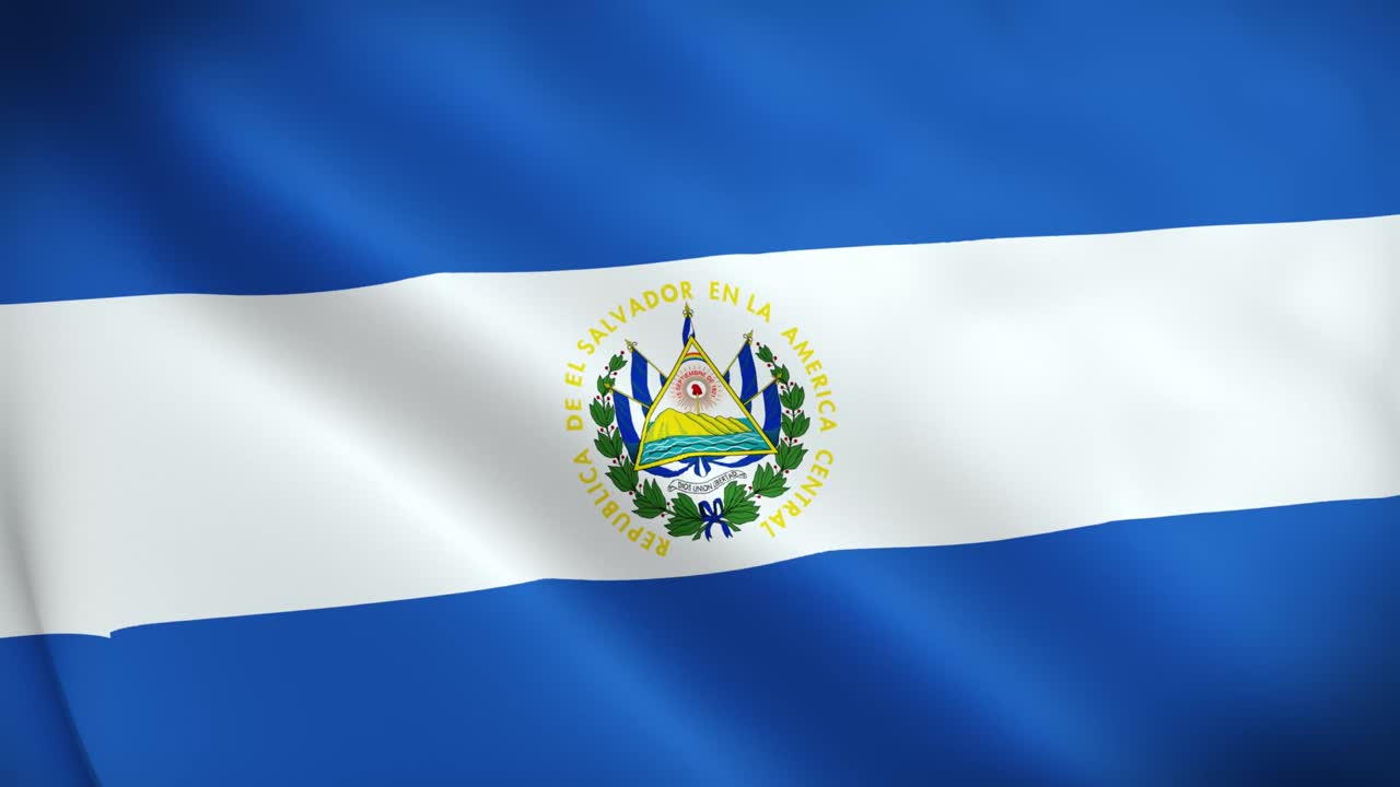 signo animado nacional de el salvador en 4k, bandera animada de el salvador, bandera de el salvador agitando, la bandera nacional de el salvador animada.