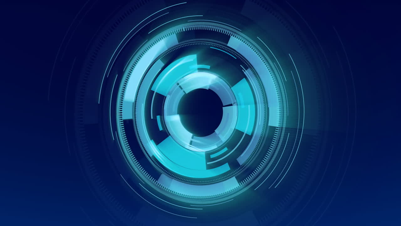 animación del procesamiento de datos digitales y el escaneo de alcance sobre fondo azul