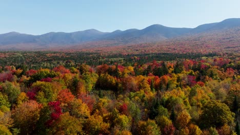 peak fall colors in new hampshire from an aerial view