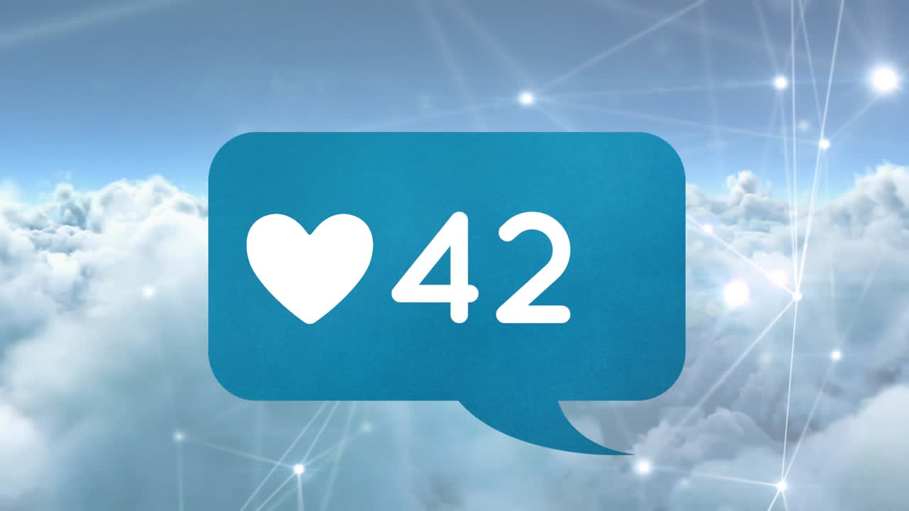 심장과 숫자를 가진 메시지 거품 아이콘