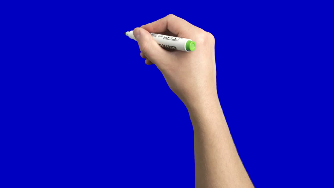 녹색 마커 화이트보드 글쓰기 남자 짧은 스트로크 손 루프