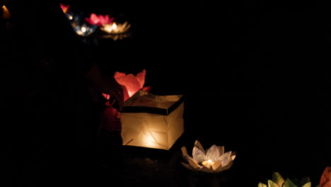 floating lanterns at night