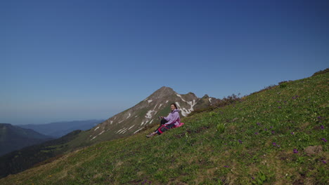 woman hiking in mountains