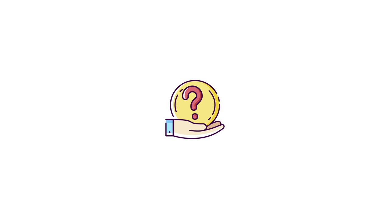 Animated Icon of Hand Holding Coin with Question Mark